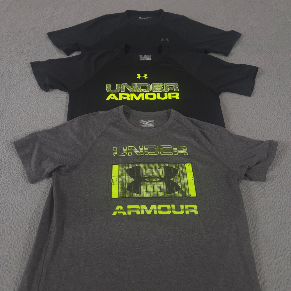 LOT OF 3 Under Armour Shirt Mens Medium Multi UA Tech 2.0 Split Wordmark Graphic